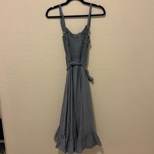 Maternity Blue Dress with Tie Wrap